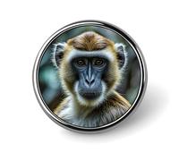Badge rond en métal personnalisé The Silent Monkey - Pour vêtements, sacs, chapeaux - Décoration de fête - Accessoires pour homme et femme