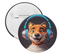 Badge rond en métal pour casque de portrait d'animal, broche légère pour sac à dos, épingles à boutons tendance pour chemises, vestes, châle, manteau, unisexe, 12PCS, Fer blanc, épingles rondes en