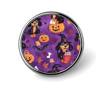 Badge rond en métal pour Halloween avec motif de teckel, badge imprimé, badge personnalisé, 2,5 cm