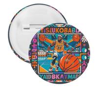 Badge rond en métal sur le thème du basket-ball, broche légère pour sac à dos, épingles à boutons tendance pour chemises, vestes, châle, manteau, unisexe, 12PCS, Fer blanc, épingles rondes en métal