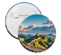 Badge rond en métal « The Great Wall of China » - Broche légère pour sac à dos - Pour chemises, vestes, châles, manteaux - Unisexe, 20PCS, Fer blanc, épingles rondes en métal