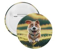 Badge rond en métal véritable Maji en forme de chien Maji, broche légère pour sac à dos, épingles à boutons tendance pour chemises, vestes, châle, manteau, unisexe, 5PCS, Fer blanc, épingles rondes en
