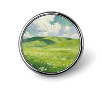 Badge rond en métal vert à l'huile, style classique et élégant, idéal pour chemises et vêtements (broche de 2,5 cm).