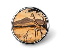 Badge rond en métal vintage motif girafe, badge imprimé, badge personnalisé, 2,5 cm