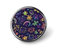 Badge rond en métal violet fluo avec motif graffiti, joli badge imprimé, badge rond personnalisé, 2,5 cm