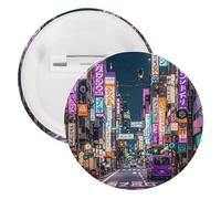 Badge rond en métal violet Tokyo Streets, broche légère pour sac à dos, épingles à boutons tendance pour chemises, vestes, châle, manteau, unisexe, 20PCS, Fer blanc, épingles rondes en métal