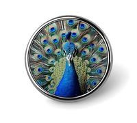 Badge rond en plumes de paon colorées pour hommes et femmes, épingles à revers élégantes et durables, badges en métal légers pour chemises, vestes, chapeaux