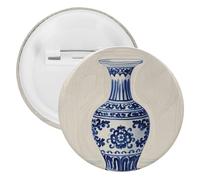 Badge rond en porcelaine bleue chinoise - Broche légère pour sac à dos - Broche tendance pour chemises, vestes, châle, manteau - Unisexe, 20PCS, Fer blanc, épingles rondes en métal