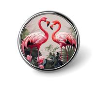Badge rond flamant rose sur fond pour homme et femme, durable et élégant, badges en métal léger pour chemises, vestes, chapeaux