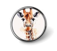 Badge rond girafe aquarelle élégant, 25 mm / 1 pouce, pièces détachées pour épingles, boutons et accessoires pour vêtements et chemises. Broche personnalisée.