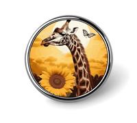 Badge rond girafe et tournesol en émail mignon broche bouton broche personnalisée vêtements décoration unisexe porte-badge chapeaux sacs chemises décoration