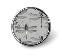 Badge rond gris en forme de libellules en métal personnalisé pour vêtements, sacs, chapeaux, broche imprimée humoristique, décoration de fête, accessoires pour homme et femme