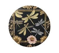 Badge rond gris libellules - Design en fer blanc durable avec impression sur un seul côté, parfait pour les cadeaux personnalisés et la décoration de vêtements, taille unique