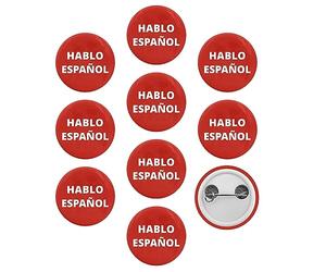 Badge rond Hablo Español - Badge Yo Hablo Espanol Langue étrangère pour professeur d'espagnol (5,7 cm)