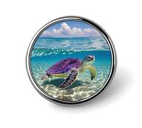Badge rond Hawaï avec tortue de mer violette pour hommes et femmes, épingles à revers élégantes et durables, badges en métal légers pour chemises, vestes, chapeaux