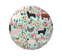 Badge rond imprimé animal de la ferme 6 cm sur un seul côté, parfait pour décoration personnelle et cadeau, taille unique, Métal