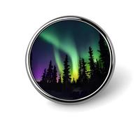 Badge rond imprimé aurore du Nord foncé en métal personnalisé pour vêtements, sacs, chapeaux, broche imprimée humoristique, décoration de fête, accessoires pour homme et femme