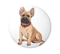 Badge rond imprimé bouledogue français - Design en fer blanc durable avec impression sur un seul côté, parfait pour les cadeaux personnalisés et la décoration de vêtements, taille unique