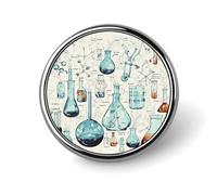 Badge rond imprimé chimie personnalisé en métal pour vêtements, sacs, chapeaux, broche imprimée humoristique, décoration de fête, accessoires pour homme et femme
