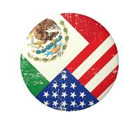 Badge rond imprimé drapeau mexicain américain 6 cm sur un seul côté, parfait pour décoration personnelle et cadeau, taille unique, Métal