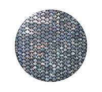 Badge rond imprimé écailles de poisson argenté 6 cm sur un seul côté, parfait pour décoration personnelle et cadeau, taille unique, Métal