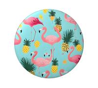 Badge rond imprimé flamant rose - Design en fer blanc durable avec impression sur un seul côté, parfait pour les cadeaux personnalisés et la décoration de vêtements, taille unique