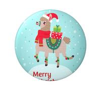 Badge rond imprimé lama de Noël 6 cm sur un seul côté, parfait pour décoration personnelle et cadeau, taille unique, Métal