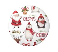 Badge rond imprimé Père Noël de 6 cm sur un seul côté, parfait pour une décoration personnelle et un cadeau, taille unique, Métal