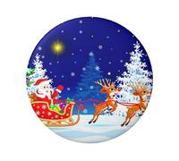 Badge rond imprimé Père Noël sur traîneau 6 cm sur un seul côté, parfait pour décoration personnelle et cadeau, taille unique, Métal