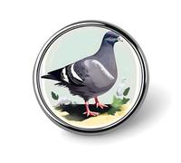 Badge rond imprimé pigeon gris personnalisé en métal pour vêtements, sacs, chapeaux, broches imprimées humoristiques, accessoires de décoration de fête, accessoires pour homme et femme