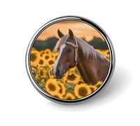 Badge rond jaune tournesol cheval mignon broche chapeaux vestes décoration broche personnalisée vêtements bijoux accessoires pour fête de mariage cadeau
