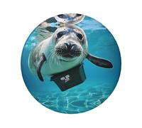 Badge rond lamantin des Antilles - Design en fer blanc durable avec impression sur un seul côté, parfait pour les cadeaux personnalisés et la décoration de vêtements, taille unique