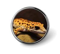 Badge rond léopard petit gecko mignon en émail broche bouton broche bouton décoration vêtements unisexe porte-badge chapeaux sacs chemises décoration