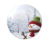 Badge rond « Merry Christmas with Happy Snowman » - Design en fer blanc durable avec impression sur un seul côté, parfait pour les cadeaux personnalisés et la décoration de vêtements, taille unique