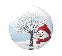 Badge rond « Merry Christmas with Happy Snowman » - Design en fer blanc durable avec impression sur un seul côté, parfait pour les cadeaux personnalisés et la décoration de vêtements, taille unique