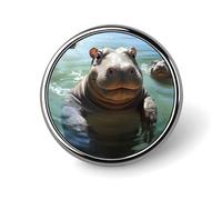Badge rond mignon hippopotame mignon émail broche bouton broche personnalisée vêtements décoration unisexe porte-badge chapeaux sacs chemises décoration