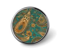 Badge rond motif cachemire jaune mignon en émail broche bouton broche personnalisée vêtements décoration unisexe porte-badge chapeaux sacs chemises décoration