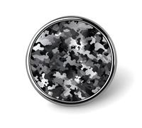 Badge rond motif camouflage noir, blanc, gris, broche de revers personnalisée, insigne en fer blanc durable pour chapeau, vêtements, sac à dos, épingles décoratives, circulaire, aluminium, alliage