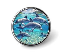 Badge rond motif dauphins pour homme et femme, durable et élégant, badges en métal léger pour chemises, vestes, chapeaux