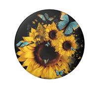Badge rond motif papillons et tournesols - Design en fer blanc durable avec impression sur un seul côté, parfait pour les cadeaux personnalisés et la décoration de vêtements, taille unique