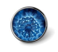 Badge rond motif pissenlit bleu pour homme et femme, durable et élégant, badges en métal léger pour chemises, vestes, chapeaux