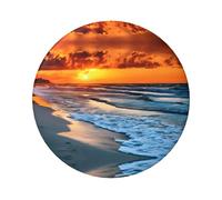 Badge rond motif plage avec coucher de soleil - Design en fer blanc durable avec impression sur un seul côté, parfait pour les cadeaux personnalisés et la décoration de vêtements, taille unique