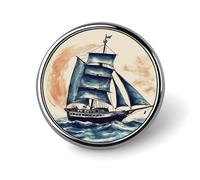 Badge rond nautique en forme de voilier mignon pour chapeaux, vestes, décoration, vêtements, bijoux, accessoires pour cadeau de fête de mariage