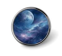 Badge rond nébuleuse et lune pour homme et femme, durable et élégant, badges en métal léger pour chemises, vestes, chapeaux
