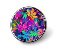 Badge rond néon à motif feuilles de cannabis, insigne d'identité, broche, épinglette portable, pour sac à dos, veste ou chapeau