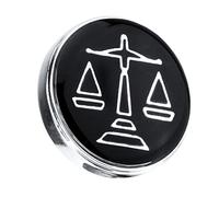 Badge rond noir avec motif écailles de justice pour homme et femme, 18mm, Plastique, comme description