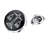 Badge rond noir avec motif écailles de justice pour homme et femme
