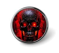 Badge rond noir et rouge en forme de crâne pour homme et femme, durable et élégant, badges en métal léger pour chemises, vestes, chapeaux