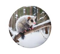 Badge rond Opossum In Snow - Design en fer blanc durable avec impression sur un seul côté, parfait pour les cadeaux personnalisés et la décoration de vêtements, taille unique