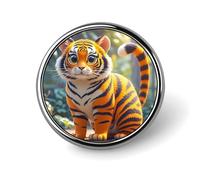 Badge rond orange à rayures tigrées pour homme et femme, durable et élégant, badges en métal léger pour chemises, vestes, chapeaux